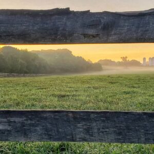 photo Farm Through a Fence - Taken from the Blackberry Trail at sunrise on August 1, 2020 by Michael Avent