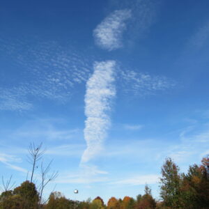 photo Cloud Angel - Taken on October 26, 2023, above the meadow while walking along the perimeter trail of the park.  As soon as I saw the cloud formation, I thought it looked like an angel ! by Karen Schoenhaar