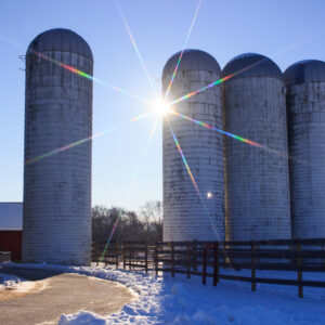photo Sunrays on Silos - Taken at the farm complex on January 22, 2024 by Jennifer Hufford