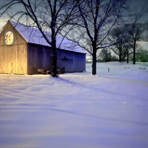 photo Rivers of Snow - A river swept pattern is formed covering the buried grass near the Kinder Farm Park Tobacco Barn. Photo taken on January 19, 2024 by Jordyn Railsback