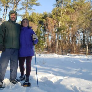 photo Snow Can't Stop Us - Snowshoe adventures in January 2025 near the back pond. The walking trails were covered in snow and ice. We dug out snowshoes and enjoyed a long trek throughout the park. by Kathryn Pegues